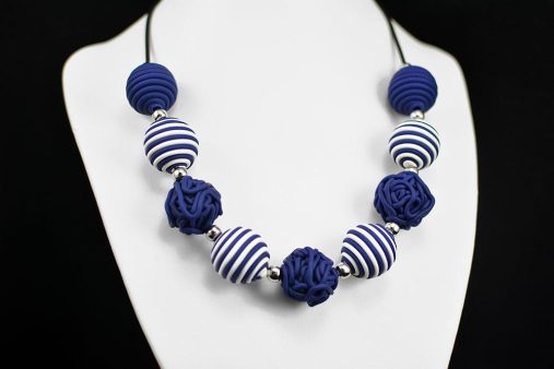 temno modra verižica Mornar Kroglice Unika Nakit