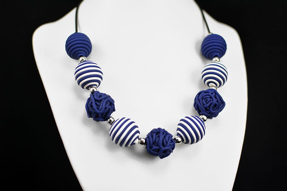 temno modra verižica Mornar Kroglice Unika Nakit