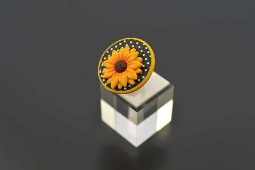 ročno izdelan unikaten prstan sončnica - Unika Nakit