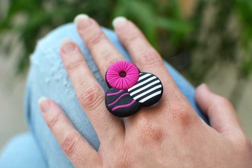 modni prstan Krone pink - Unika Nakit