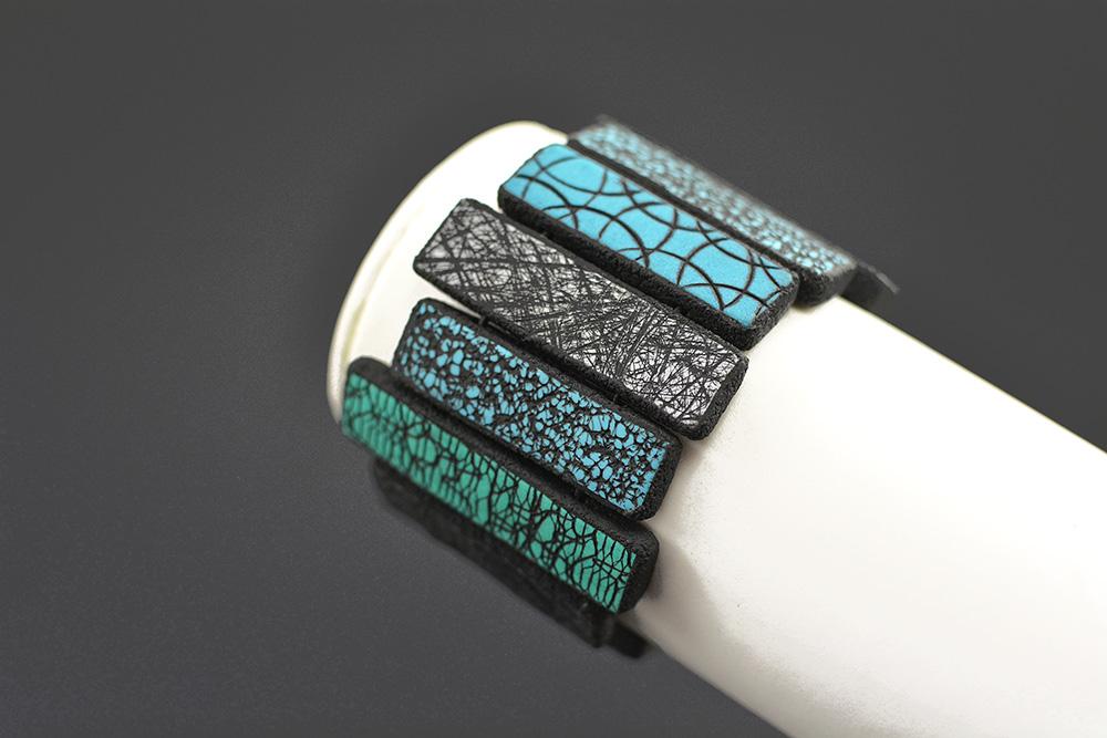 ročno izdelana unikatna zapestnica modra zelena turkiz - Unika Nakit