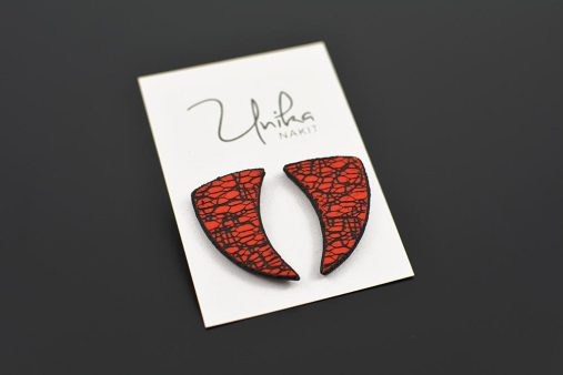 veliki-modni-unikatni-črno-rdeči-uhani-unika-nakit