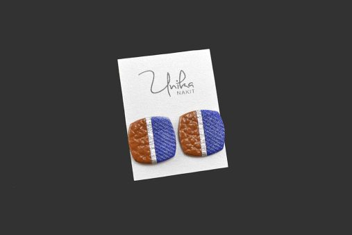 Unikatni uhani Jeans kavbojke kvadratni - Unika Nakit