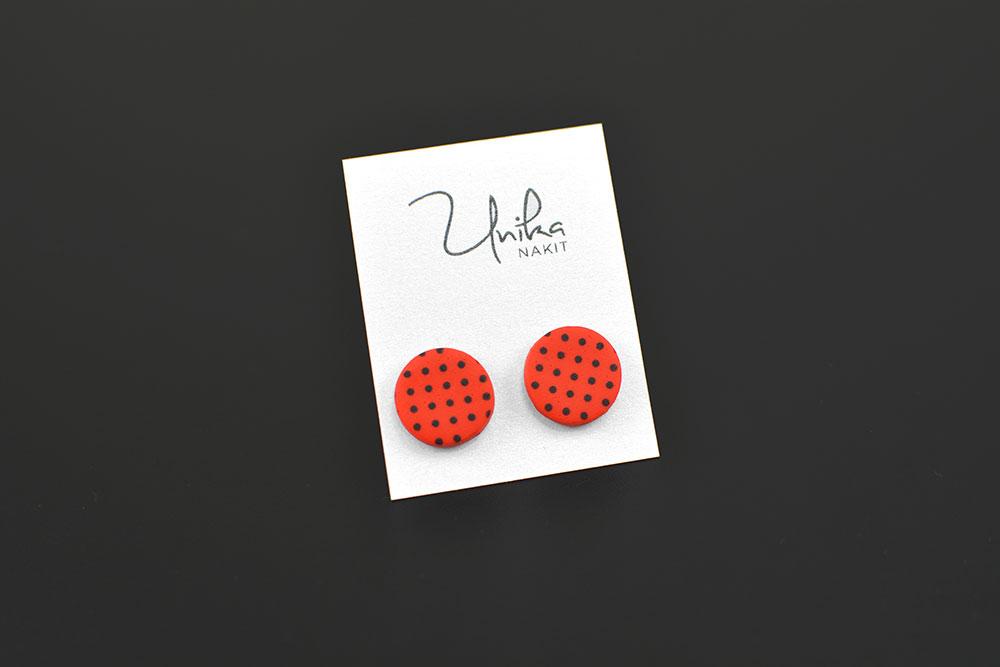Mali rdeči uhani Pika - Unika Nakit