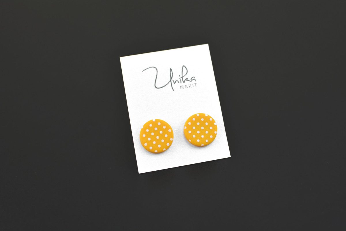 mali rumeni uhani pika - Unika Nakit