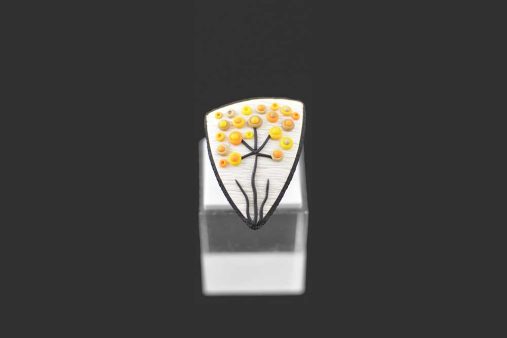 unikatni rumeni bež prstan Trees - Unika Nakit
