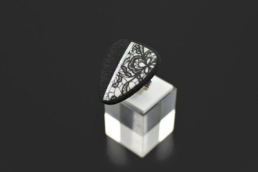 unikat prstan čipka črni pearl + Unika Nakit