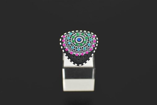 Mandala prstan modro zeleni pink - Unika Nakit