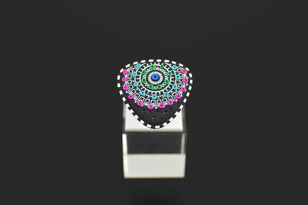 Mandala prstan modro zeleni pink - Unika Nakit