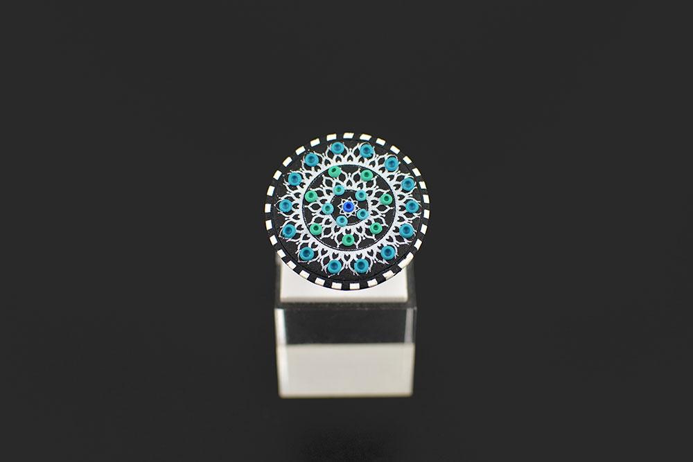 Mandala prstan turkiz modro zeleni - Unika Nakit