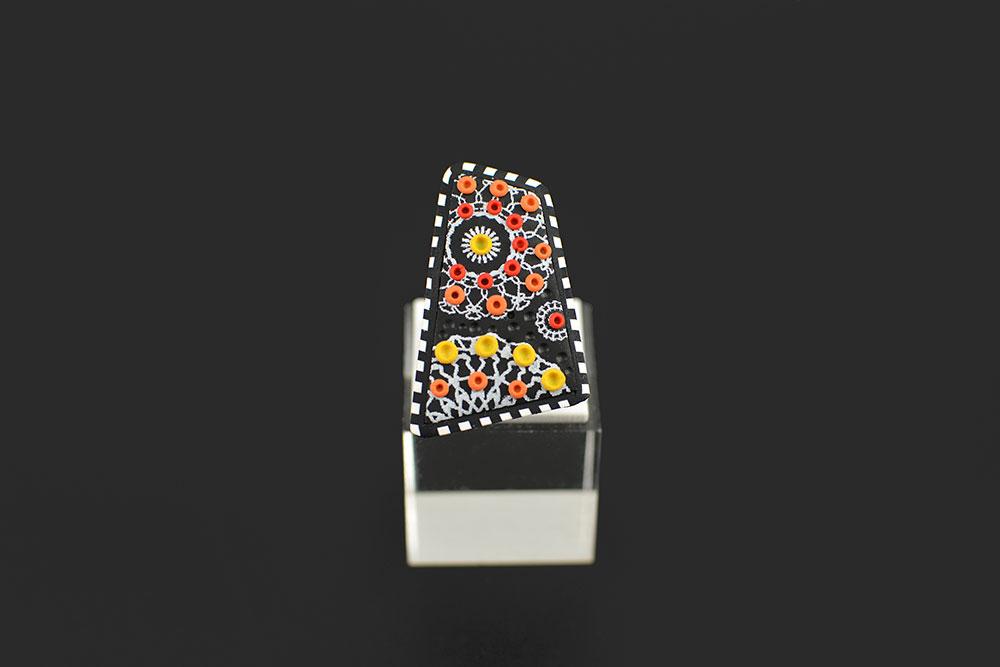 Mandala prstan rdeči oranž rumeni - Unika Nakit