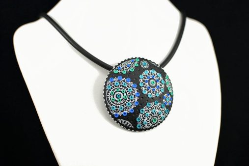 Mandala verižica turkiz modro zelena + Unika Nakit