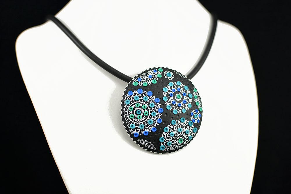 Mandala verižica turkiz modro zelena + Unika Nakit