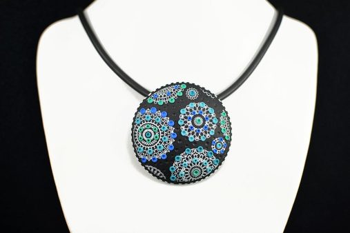 Mandala verižica turkiz modro zelena - Unika Nakit