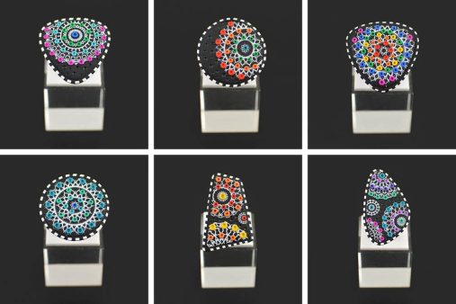 ročno izdelan pisani prstan Mandala temni - Unika Nakit