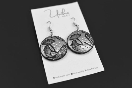 unikatni viseči uhani ginko - Unika Nakit