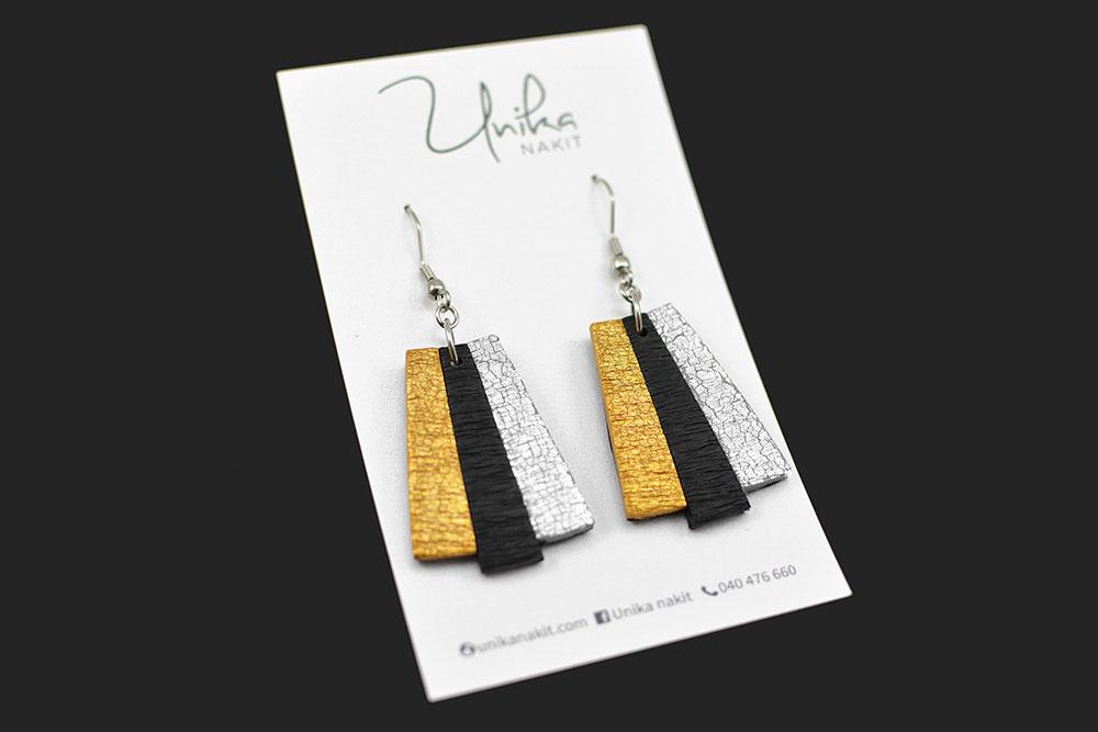 elegant viseči uhani zlati srebrni črni + Unika Nakit