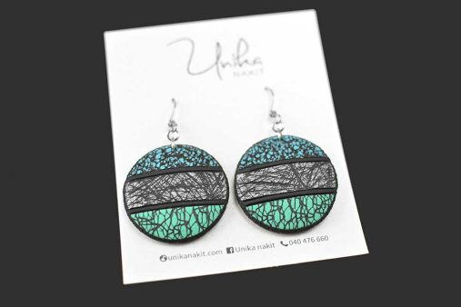 unikatni viseči uhani okrogli Turkiz Mor - Unika Nakit