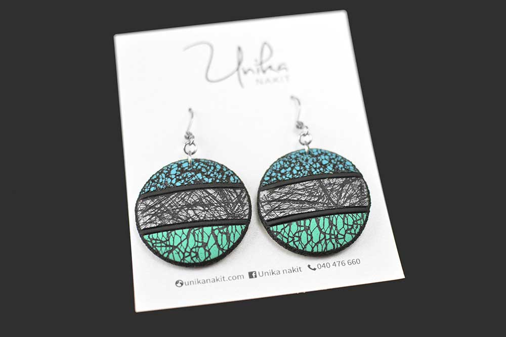 unikatni viseči uhani okrogli Turkiz Mor - Unika Nakit