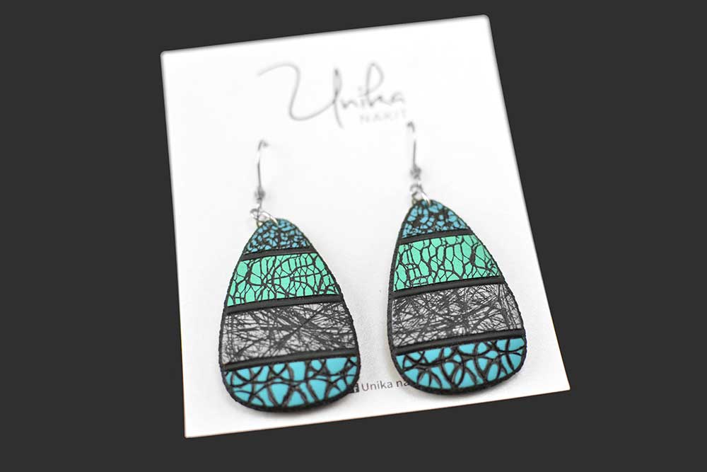 unikatni viseči uhani turkiz Mor - Unika Nakit