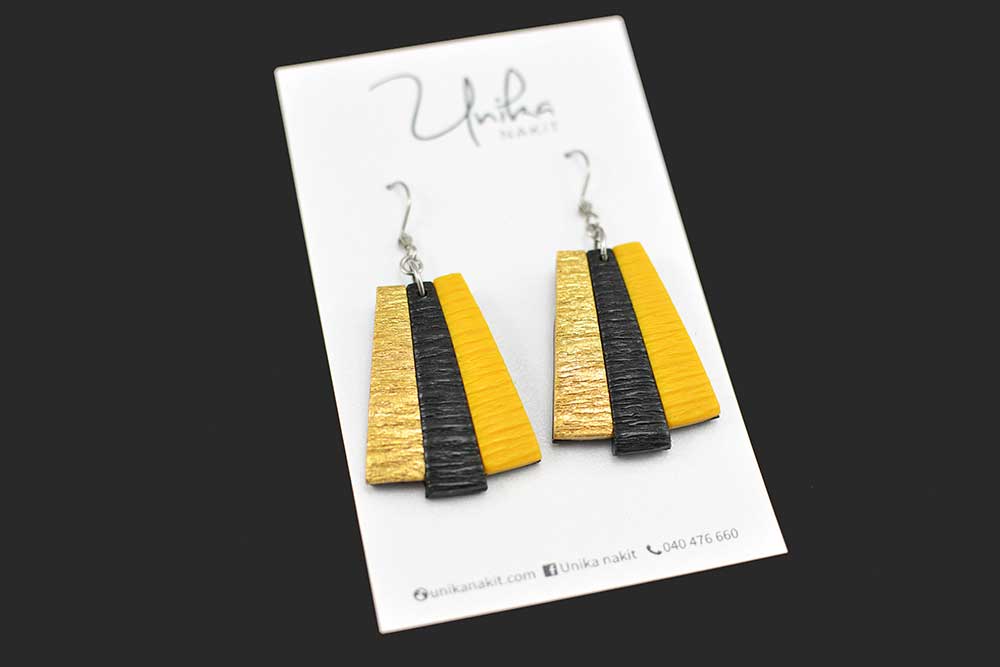 unikatni viseči uhani zlati rumeni - unikatni nakit Elegant - Unika Nakit