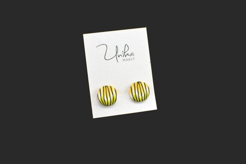 ročno izdelani unikatni uhani rumeni - Unika Nakit