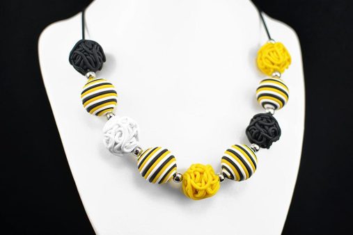 unikatna verižica kroglice rumena črna + Unika Nakit