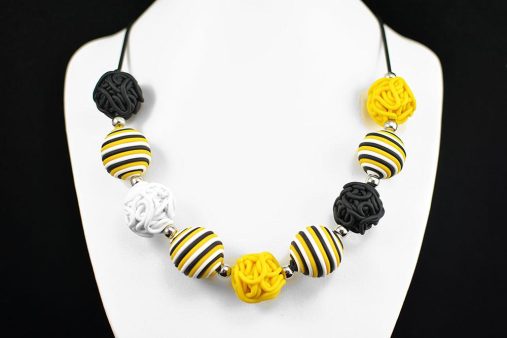 unikatna verižica kroglice rumeno črne - Unika Nakit