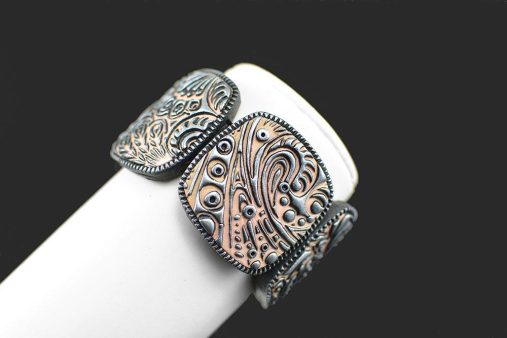 unikatna zapestnica roza bež srebrna - Unika Nakit