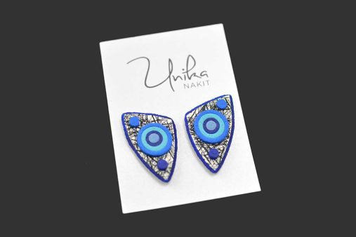 veliki unikatni uhani Modri Rez Metrik, Unika Nakit, Slovenija