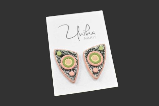 veliki unikatni uhani roza oliva Rez Metrik, Unika Nakit, Slovenija