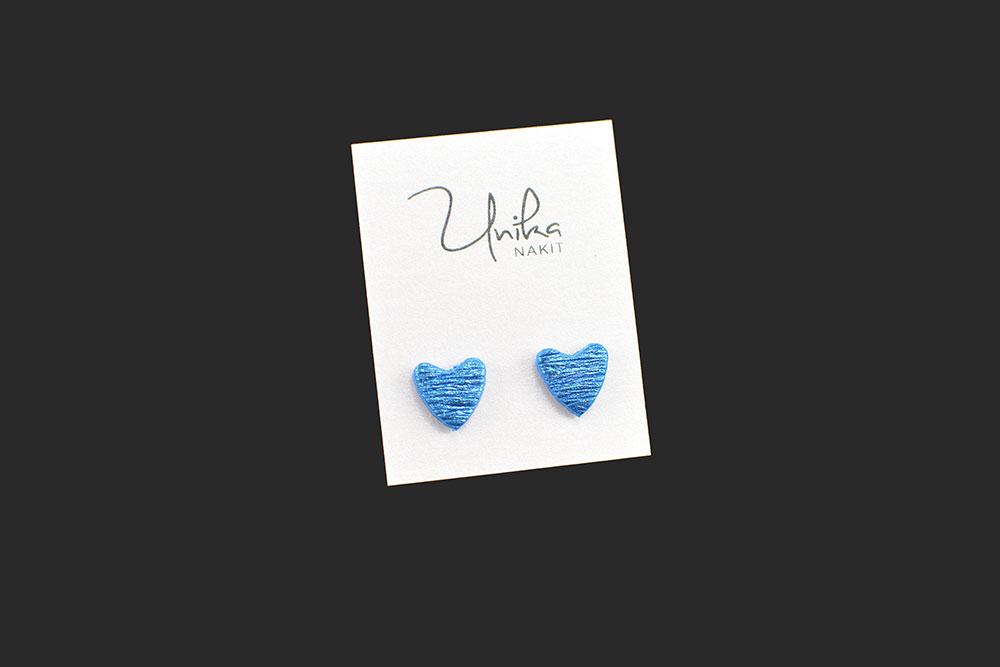 mali uhani srček modri - Unika Nakit