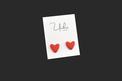 mali uhani srček rdeči - Unika Nakit