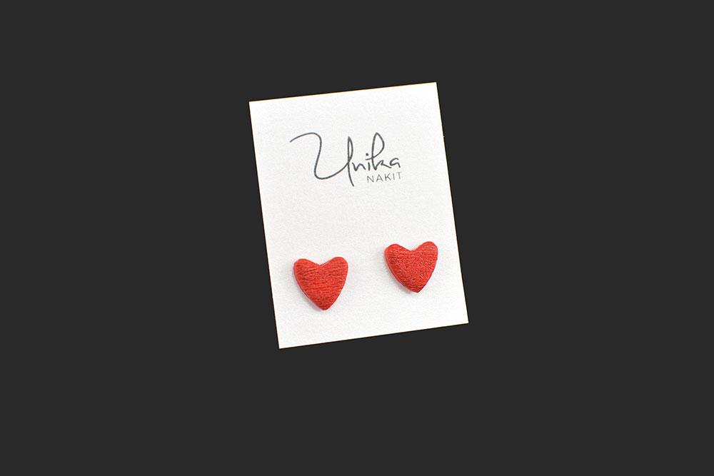 mali uhani srček rdeči - Unika Nakit