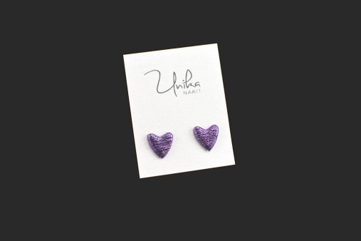 mali uhani srček violični - Unika Nakit