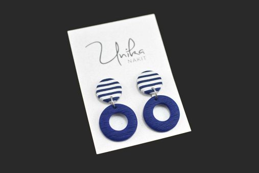 mornar uhani modri beli - Unika Nakit