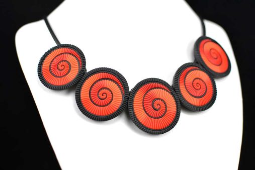 Unikatna ogrlica rdeča Spiralas + Unika Nakit