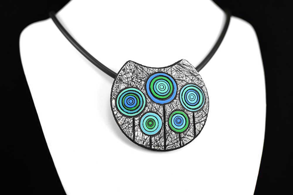 ročno izdelana unikatna modra zelena ogrlica turkiz verižica - Rez + Unika Nakit