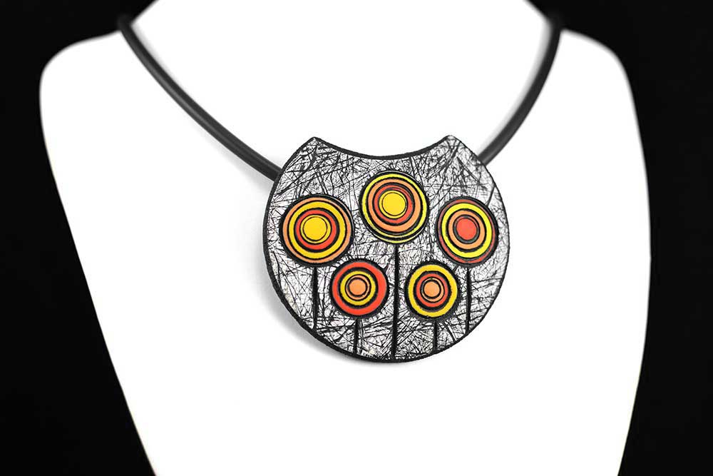 ročno izdelana unikatna oranž rumena ogrlica verižica - Rez - Unika Nakit