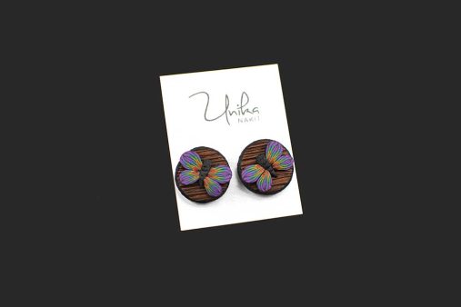 Ročno izdelani metulj uhani unikatni - imitacija lesa - pisani woody - Unika Nakit