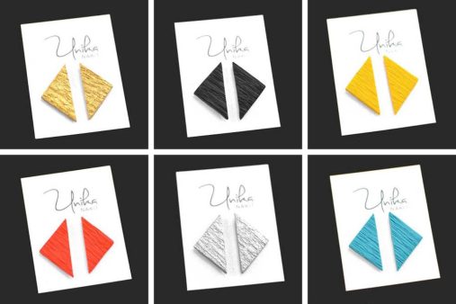 Unikatni enobarvni trikotni uhani mali - Unika Nakit