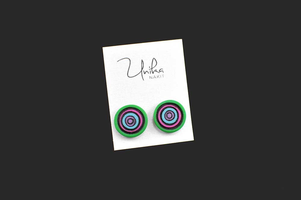 unikatni mali uhani zeleni pink turkiz rez - Unika Nakit