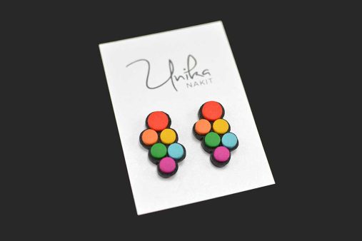 ročno izdelani barviti uhani pisani oblak - Unika Nakit