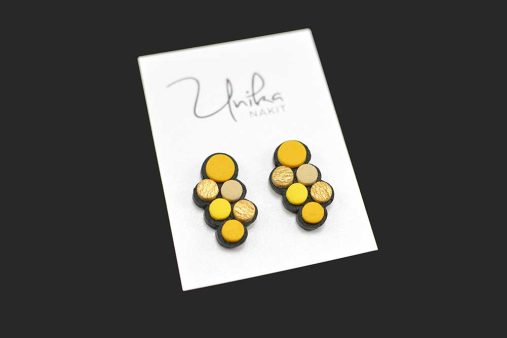 ročno izdelani barviti uhani rumeni zlati oblak - Unika Nakit