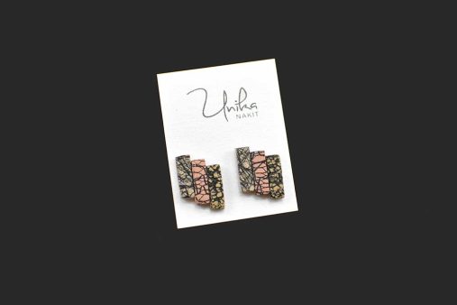 ročno izdelani unikatni uhani bež roza Stube - Unika Nakit