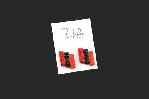 ročno izdelani unikatni uhani rdeči Stube - Unika Nakit