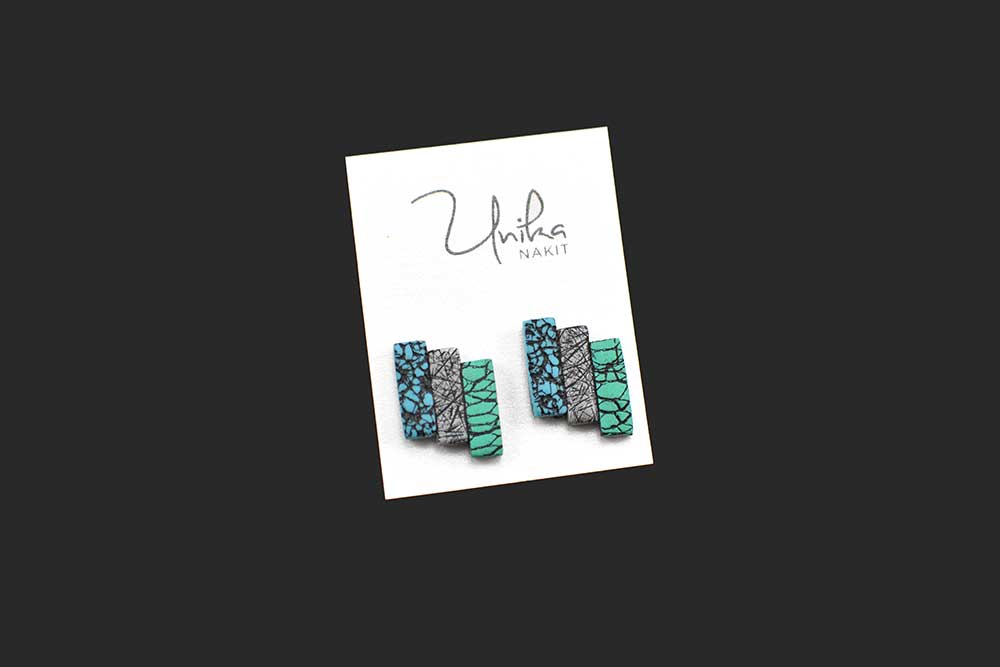 ročno izdelani unikatni uhani turkiz Stube - Unika Nakit