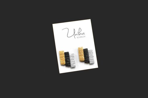 ročno izdelani unikatni uhani zlati srebrni črni Stube - Unika Nakit