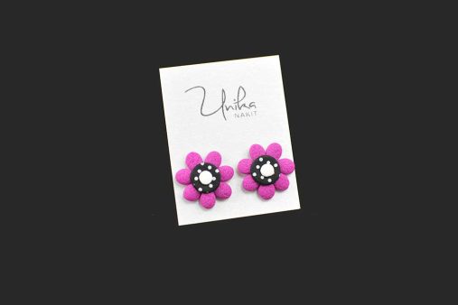 ročno izdelani uhani pink Cvetka - Unika Nakit