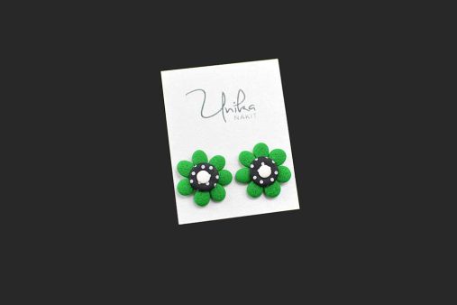 ročno izdelani uhani zeleni Cvetka - Unika Nakit